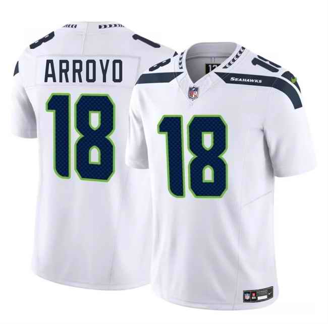 Men's Seattle Seahawks #18 Elijah Arroyo White 2025 Draft F.U.S.E. Vapor Limited Stitched Football Jersey
